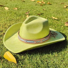 Load image into Gallery viewer, Classic Suede Western Cowboy Fedora Hat with 3.7 Inch Brim for Men and Women