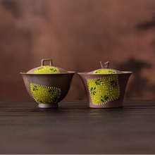Load image into Gallery viewer, Hand Painted Daisy Patchwork Clay Gaiwan Tea Set