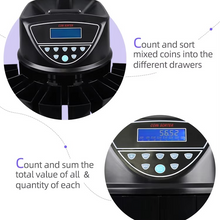 Load image into Gallery viewer, CS5506 High Speed Multi Currency Coin Counter and Sorter with Optical Sensor for Professional Gaming Use