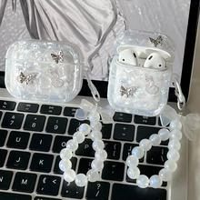 Load image into Gallery viewer, Luxury Metal Butterfly Shell Texture Case with Pendant for AirPods