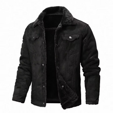 Load image into Gallery viewer, Mens Suede Finish Winter Coat with Thick Fleece Lining and Turn Down Collar