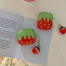 Load image into Gallery viewer, 3D Strawberry Silicone AirPods Case with Soft Cover and Charm Pendant