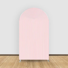 Load image into Gallery viewer, Pink Striped Arch Backdrop Cover for Parties and Events