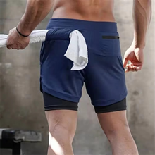 Load image into Gallery viewer, Men's Double Layer Training Shorts with Hidden Pocket