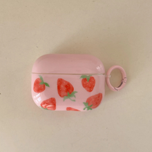 Load image into Gallery viewer, Cute Red Strawberry Protective Earphone Case with Pink Ring Cover