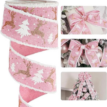 Load image into Gallery viewer, Classic Christmas Burlap Swirl Ribbon With Wired Edge for Tree, Wreaths and Gift Wrapping