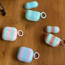 Load image into Gallery viewer, Contrast Color Stripe AirPods Case with Keyring