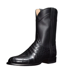 Load image into Gallery viewer, Men's Mid-Calf Western Cowboy Motorcycle Boots – Retro Alligator Pattern PU Leather