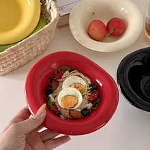 Load image into Gallery viewer, Cream Ceramic Dessert and Salad Bowl, Korean Inspired Saucer Style
