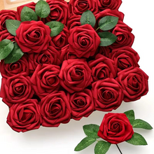 Load image into Gallery viewer, Realistic Red Artificial Roses with Stems (Pack of 25/10)