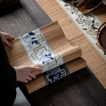 Load image into Gallery viewer, Vintage Embroidered Bamboo Tea Table Runner