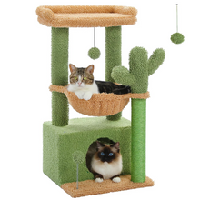 Load image into Gallery viewer, Cactus Cat Tree Tower with Condo, Hammock, Scratching Post and Perch for Indoor Cats