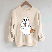Load image into Gallery viewer, Cartoon Ghost Print Crewneck Sweatshirt for Street and Casual Style