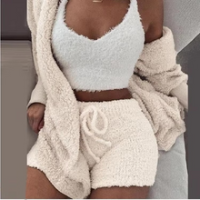 Load image into Gallery viewer, Women's Cozy Winter Pajama Set with Long Sleeve Crop Top and Pants