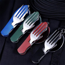 Load image into Gallery viewer, 4-in-1 Compact Travel Utensil Set – Knife, Fork, Spoon, and Bottle Opener Combo for Outdoor Adventures