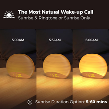 Load image into Gallery viewer, Sunrise Wake-Up Light Alarm Clock with 8 Colors, 26 Sleep Sounds & Wood Grain Design