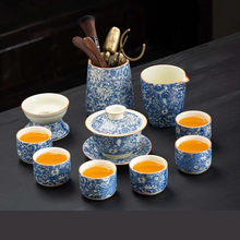 Load image into Gallery viewer, Elegant Floral Ceramic Kung Fu Tea Set with Teapot, Gaiwan, and Teacups