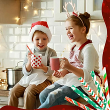 Load image into Gallery viewer, 25 Pack Christmas Kraft Paper Straws Colorful Printed Disposable Party Straws