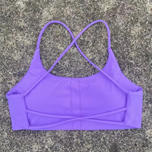 Load image into Gallery viewer, Women's Cross Back Spaghetti Strap Sports Bra with Chest Pad – Soft Athletic Yoga and Workout Top