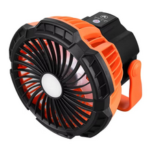 Load image into Gallery viewer, Rechargeable Camping Fan with LED Light, Remote Control and Hanging Hook