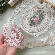 Load image into Gallery viewer, Elegant Embroidered Lace Round Tablecloth with Matching Napkins and Coasters for Dining and Events