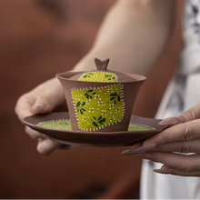 Load image into Gallery viewer, Hand Painted Daisy Patchwork Clay Gaiwan Tea Set