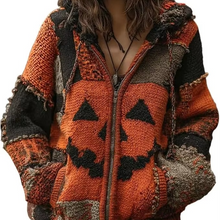 Load image into Gallery viewer, Cozy Pumpkin Faux Fur V-Neck Halloween Sweater for Women