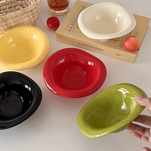 Load image into Gallery viewer, Cream Ceramic Dessert and Salad Bowl, Korean Inspired Saucer Style