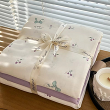 Load image into Gallery viewer, Floral Knit Cotton Bedding Set with Duvet Cover and Flat Sheet
