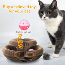 Load image into Gallery viewer, Round Corrugated Cat Scratcher with Ball Toy and Climbing Frame
