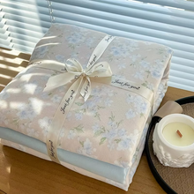 Load image into Gallery viewer, Floral Knit Cotton Bedding Set with Duvet Cover and Flat Sheet