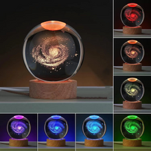 Load image into Gallery viewer, 2.36 in RGB Crystal Ball Night Light with Milky Way and Moon - Cosmos-Inspired Bedside Decoration