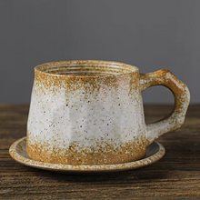 Load image into Gallery viewer, Handmade Vintage Ceramic Coffee Mug with Matching Plate 10 fl oz