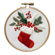 Load image into Gallery viewer, Christmas Embroidery Starter Kit, DIY Cross Stitch Set with Holiday Patterns