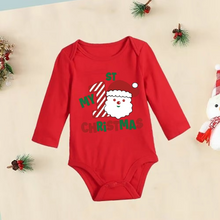 Load image into Gallery viewer, My First Christmas Red Cotton Baby Romper Long Sleeve Holiday Bodysuit