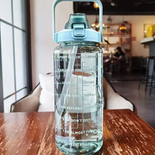 Load image into Gallery viewer, Large 68oz Sports Water Bottle with Straw and Time Marker for Gym and Outdoor Fitness