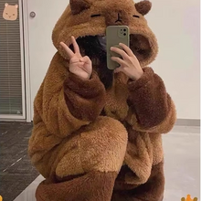 Load image into Gallery viewer, Capybara Hooded Pajamas Set, Kawaii Sleepwear