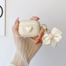 Load image into Gallery viewer, Ribbon Lattice Bowknot Pearl Keychain AirPods Case