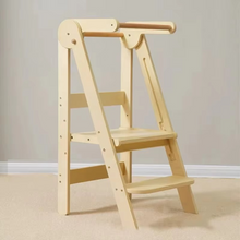 Load image into Gallery viewer, Modern Design Foldable Step Stool Kids Wooden Kitchen Tower - Safe and Versatile Helper for Kids