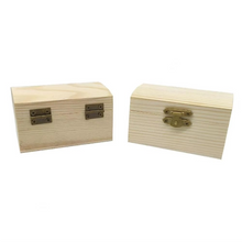 Load image into Gallery viewer, DIY Pine Wood Treasure Chest Box with Hinged Lid and Locking Clasp