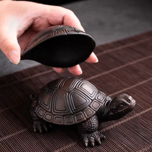 Load image into Gallery viewer, Purple Clay Turtle Tea Pet and Filter for Tea Ceremony