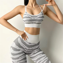 Load image into Gallery viewer, Women’s Tiger Pad Yoga and Fitness Set with High Waist Leggings and Supportive Sports Bra