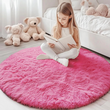 Load image into Gallery viewer, Round Shaggy Fluffy Area Rug for Bedroom or Living Room – Non-Slip, Machine Washable