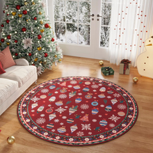 Load image into Gallery viewer, Beige Round Floral Rug with Washable Non-Slip Backing, Fade Resistant for Living Room