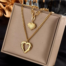 Load image into Gallery viewer, Chic Double-Layer Heart & Cuban Link Chain Choker Necklace