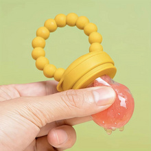 Load image into Gallery viewer, 4-Piece Silicone Baby Fruit Feeder Set with Comfort Grip Handle and Extra Feeding Pouches