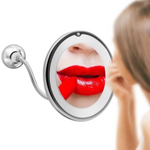 Load image into Gallery viewer, Flexible Gooseneck LED Makeup Mirror with 10X Magnification and 360 Degree Rotating Suction Mount