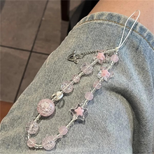 Load image into Gallery viewer, Sweet and Cute Pink Star Mobile Phone Chain with Bow Camera Pendant