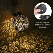 Load image into Gallery viewer, Outdoor Solar LED Lantern Light with Hollow Wrought Iron Design for Garden and Yard Decoration