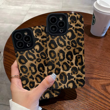 Load image into Gallery viewer, Gold Leopard Silicone Leather Phone Case